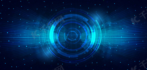 科技光效圓盤 藍色大氣海報的藝術(shù)與科技感